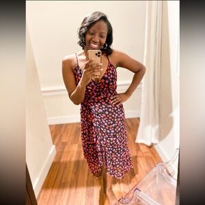 fab’rik Black/Pink/Red Floral Midi Dress Size L